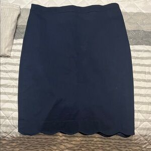 J. Crew Navy Scalloped Hem Pencil Skirt